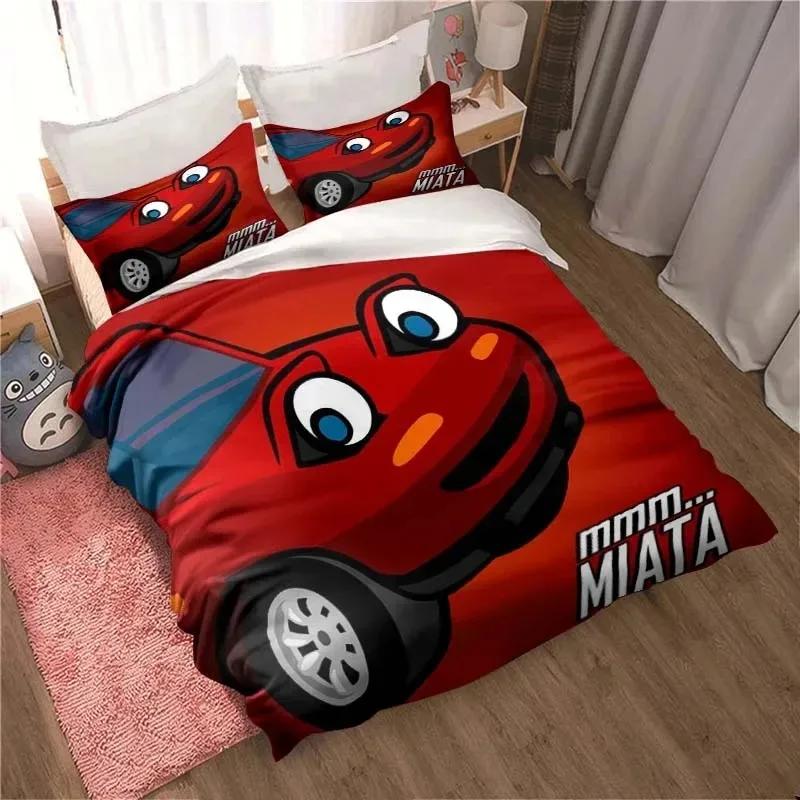 

3D Cartoon Miata MX-5 NA Racing Jdm Car Drift Bedding Set Double Twin King Duvet Cover Comforter Pillowcase Boys Girls Adults AU Single 140x210cm