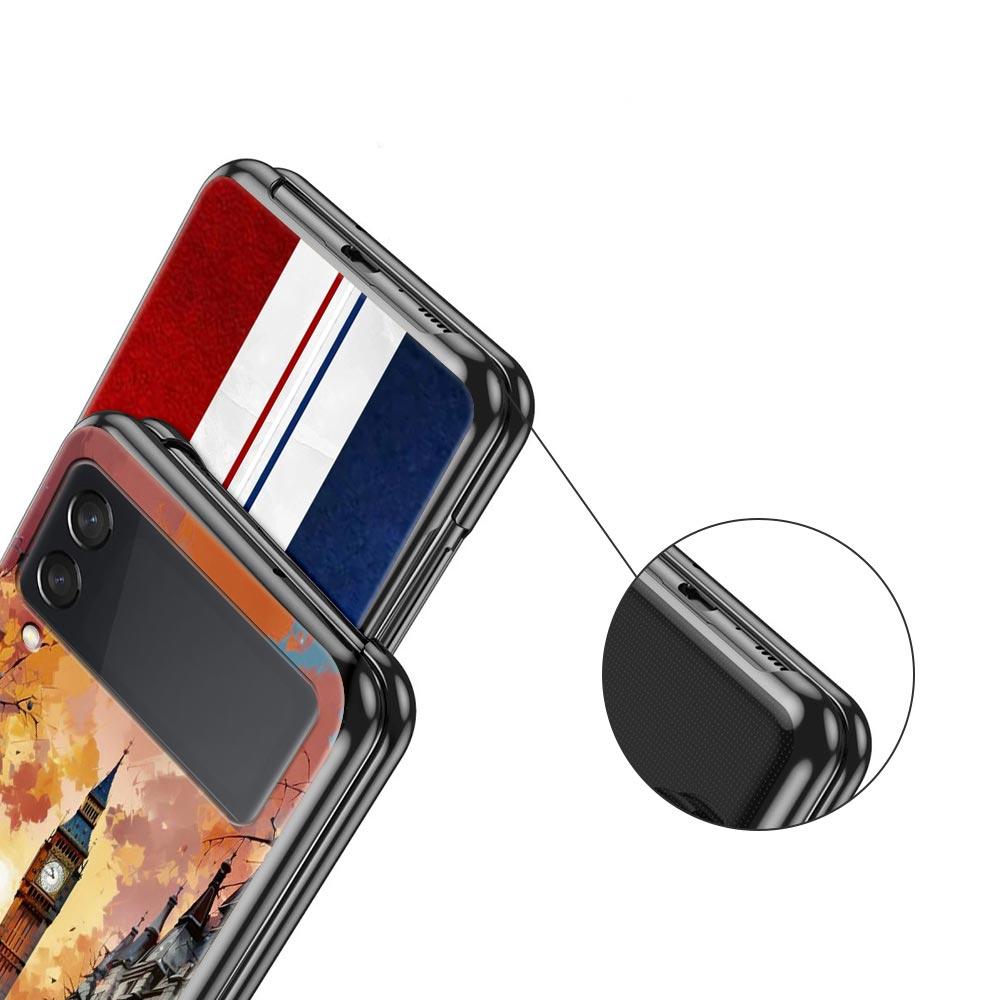 Phone Case for Samsung Galaxy Z Flip 3 4 5 6 Folding Black Shell National Flag RU FR UK For Samsung Z Flip4 Flip5 PC Hard Cover