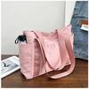 2023 Women's Japanese Solid Color Tote & Shoulder Canvas Handbag - Casual, Simple Mommy Outing Bag