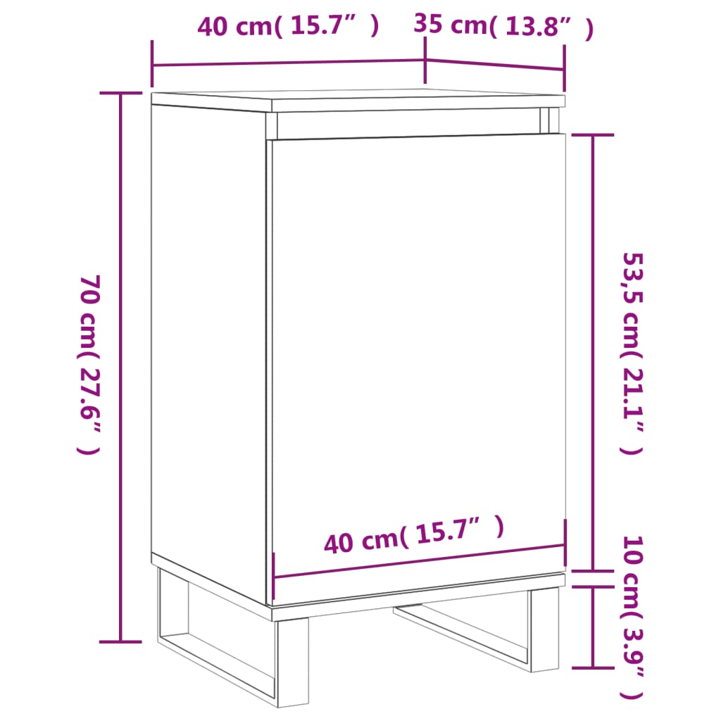Sideboard in White 40 x 35 x 70 cm engineered wood