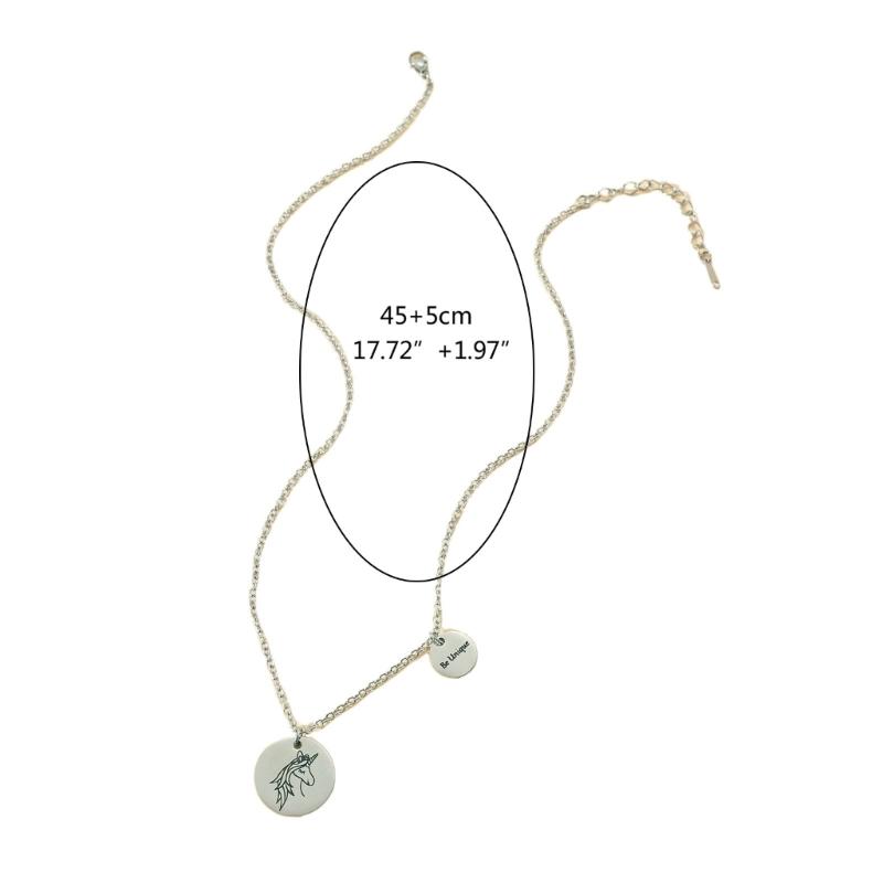 Round Unicorns Pendant Necklace Stainless Steel Clavicle Chain Fashion Choker