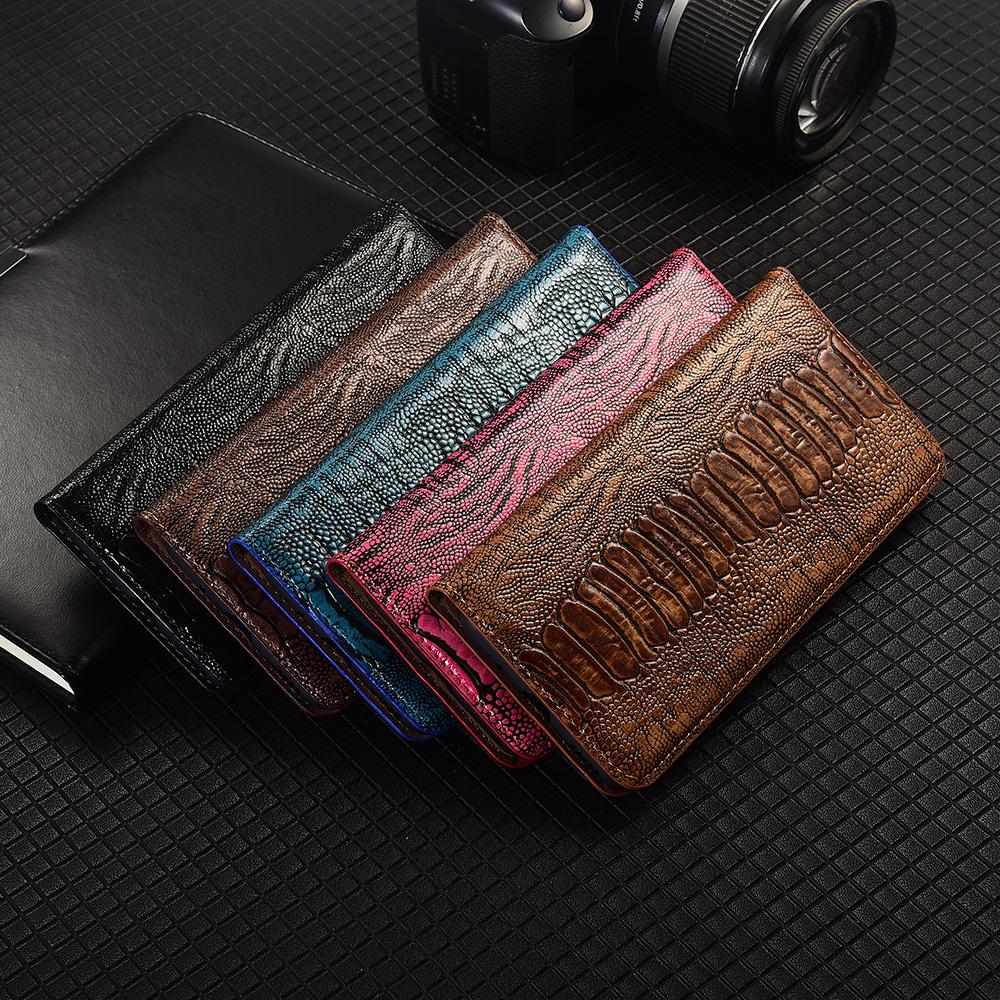 Ostrich Pattern Genuine Leather Flip Case for Oneplus 6 6T 7 7T 8 8T 9 9T 9T 10 10T 10T 11 12 12R 13 13T 13R 15 Pro Cover Cases