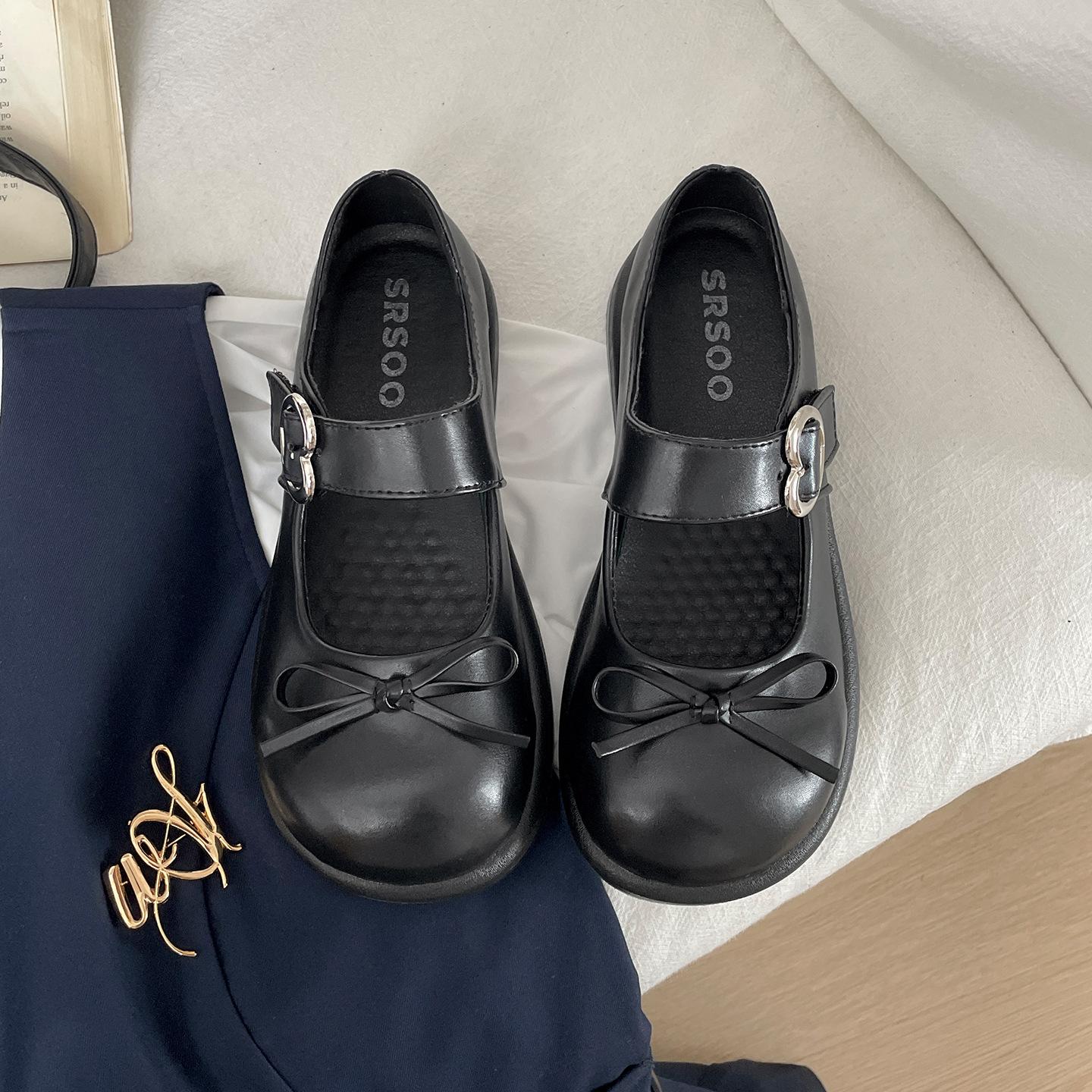 

Fashion Vintage Bow Flat Single Shoes Shallow Mouth New Slip-On Mary Jane Women s Mary Jeanes Shoes Casual Round Toe Loafers for Women 40 чёрный