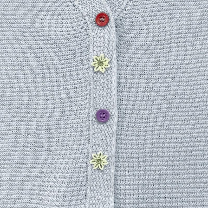 Mokana Women's V-Neck Knit Cardigan with Colorful Buttons