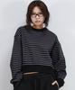 Deumakeu Stripe Crop Sweatshirt - Black