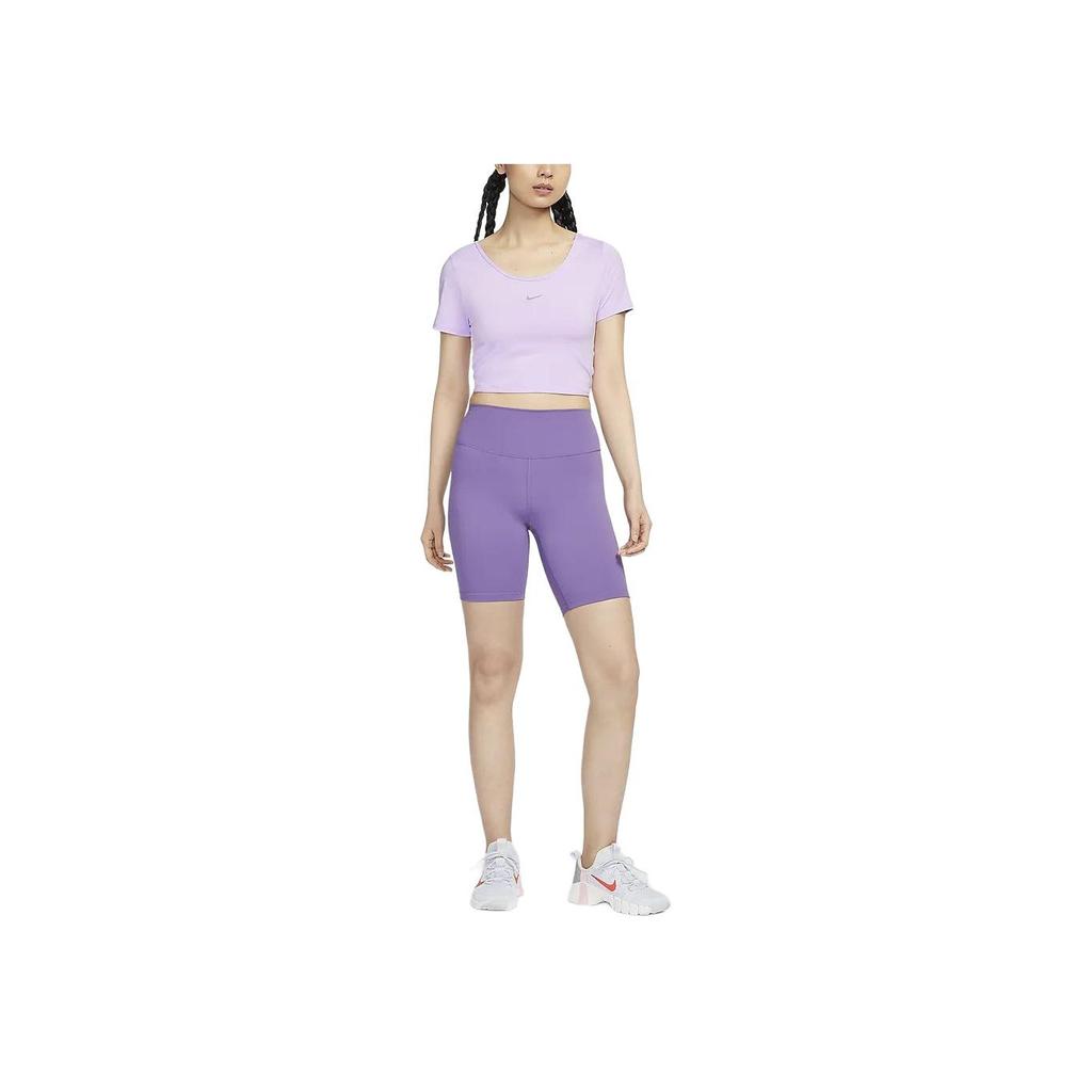 New Nike One Classic Women's Dri-FIT Short-Sleeve Cropped Twist Top 'Lilac Bloom' FN2852-512