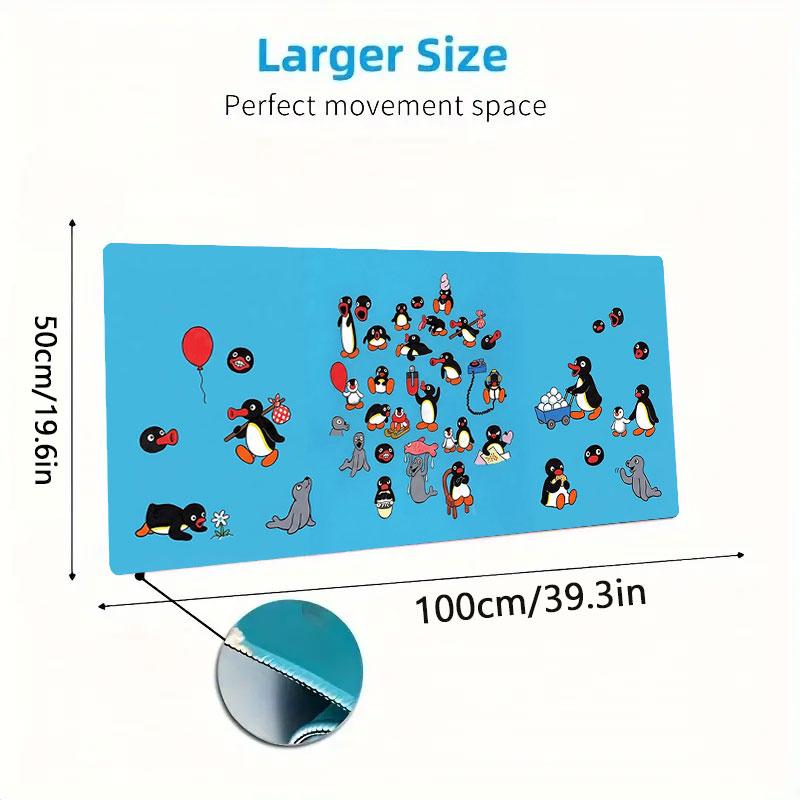 Penguin Party Adventure Large Size Mouse Pad Large Gaming Table Cushion Nonslip Laptop Tablet Big Mousepad Xxl Mat Mini Pc Playmat With Lock Edge