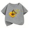 Fashion Butterfly Flower Design TShirt Printed T Shirt Girls Summer Cartoon Short Sleeve Tops TShirts Cute Girls Clothing