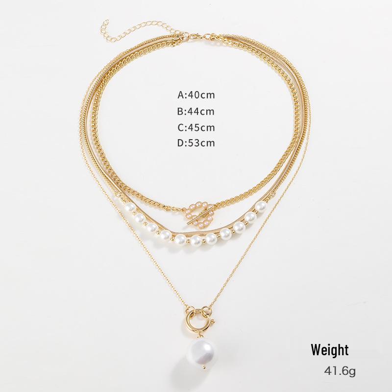 Kenjie Multi-Row Pearl Pendant Necklace for Women - Autumn/Winter Versatile Fashion Accessory