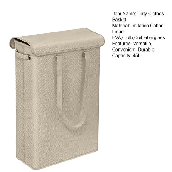 45L Dirty Clothes Basket Space-saving Slim Laundry Hamper Large Capacity Clothes Storage Bin for Home