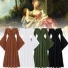 Bare Boat Neck Shoulder Ruffled Long Sleeves Renaissance Maxi Dress Cosplay Set