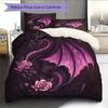 Fialový drak Vzor Povlečení Přikrývka Sada Povlak na přikrývku Povlak na polštář Domácí dekorace Dárek (1 * povlak na peřinu + 2 * povlak na polštář, bez jádra)