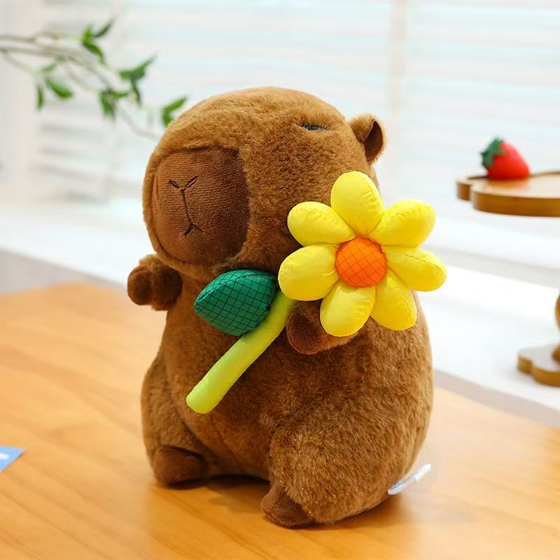 25cm Capybara Plush Simulation Capibara Anime Fluffty Toy Plant Stuffed Doll Holidays Props Decorative Throw Pillow for Kids