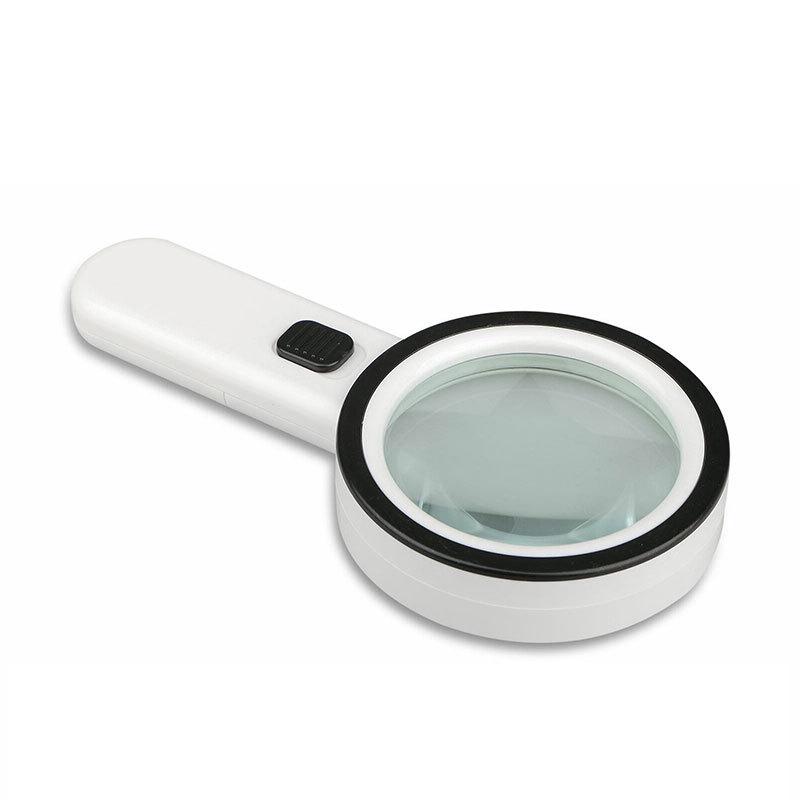 30x Handheld Reading Magnifier with 12 LED Lights - High Magnification Double Lens for Elderly Use
