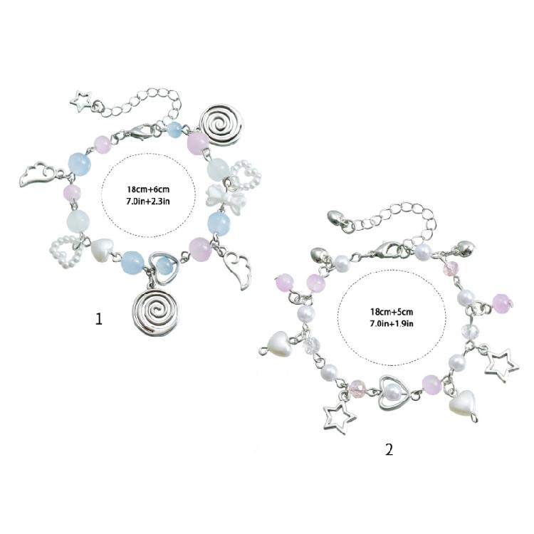 Unique Heart Bracelet for Women Korean Cute Tassels Angel Wing Pendant Bracelet