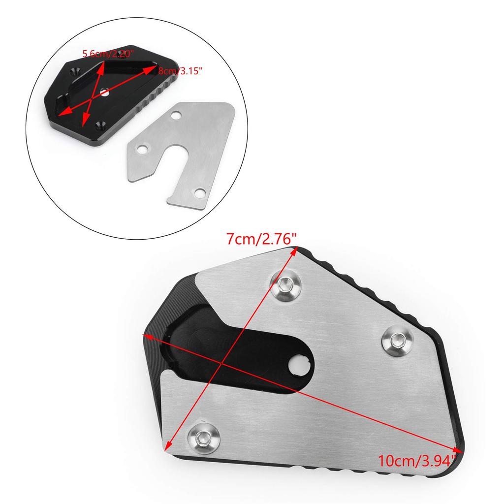 Bruce & Shark Støttefot Sidestøtte Støtteplate Forlengelse for Suzuki DL650 V-STROM 650 2012-2019 Aluminium Svart Motorsykkel