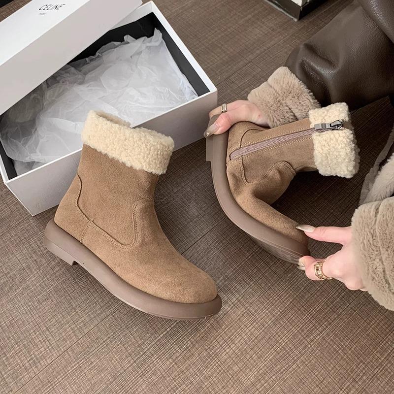 Chaussures Boken bottes de neige bottines épaisses en polaire pour femmes 2024 nouvelles bottes d'hiver en fourrure bottes de neige intégrées en fourrure chaussures en coton neige