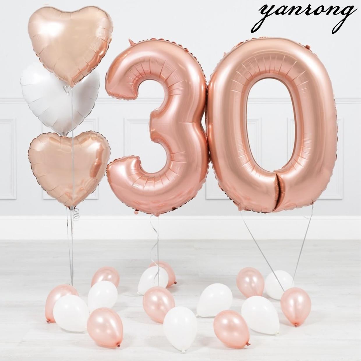 

32-дюймовые цифровые воздушные шары в форме звезды для детей от 0 до 9 лет, алюминиевые, розово-золотые, для дня рождения, свадьбы, вечеринки, украшения для детского душа, детские украшения