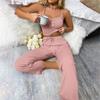 Sleeveless Lace Pajamas Set with V Neck and High Elastic Waist Jumper Suit