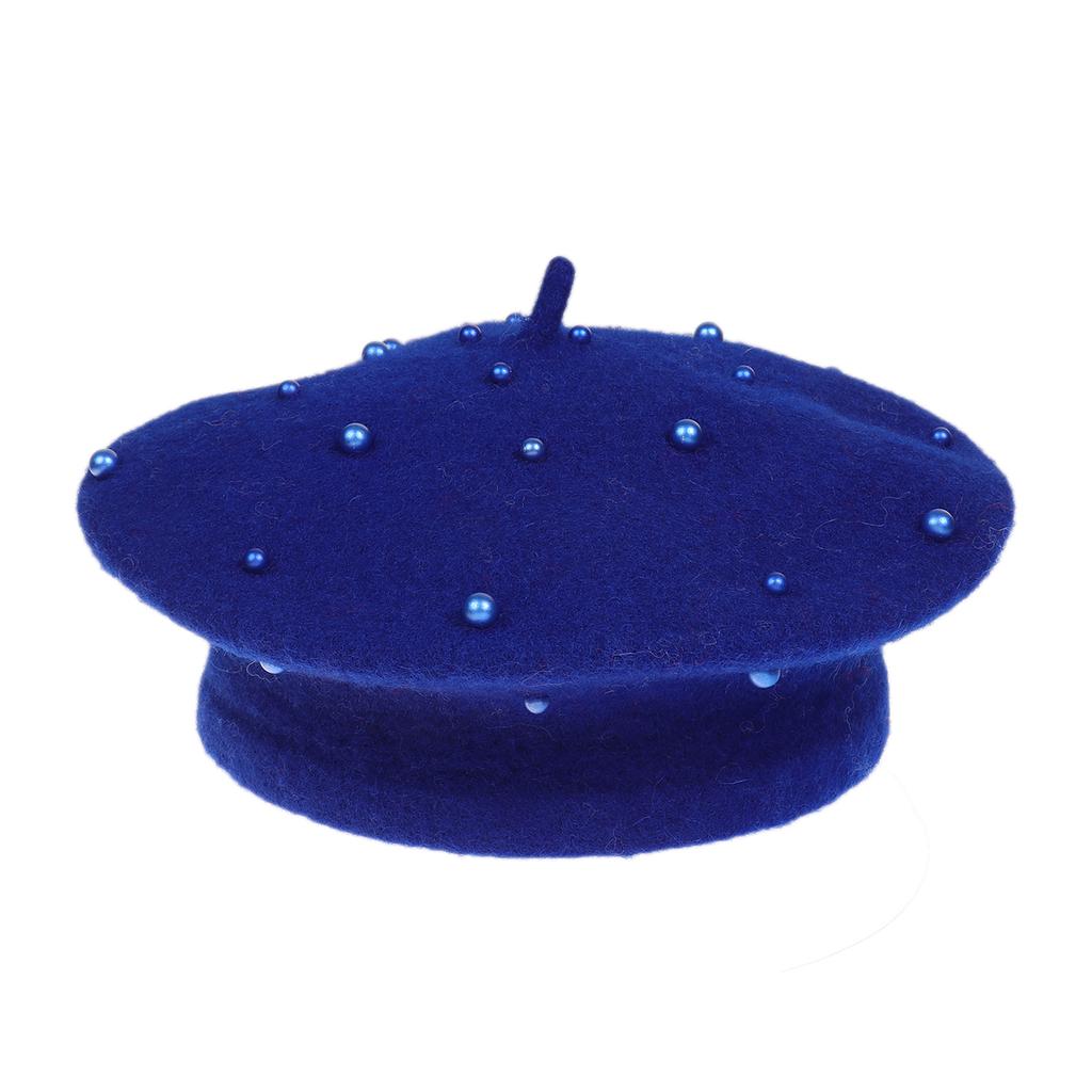 Kids Pearl Decor Beret Hat, Girls French Style Wool Painter Beret, Autumn Winter Warm Beanie Cap for 2‑6 Years Old, Head Circumference 48‑53cm
