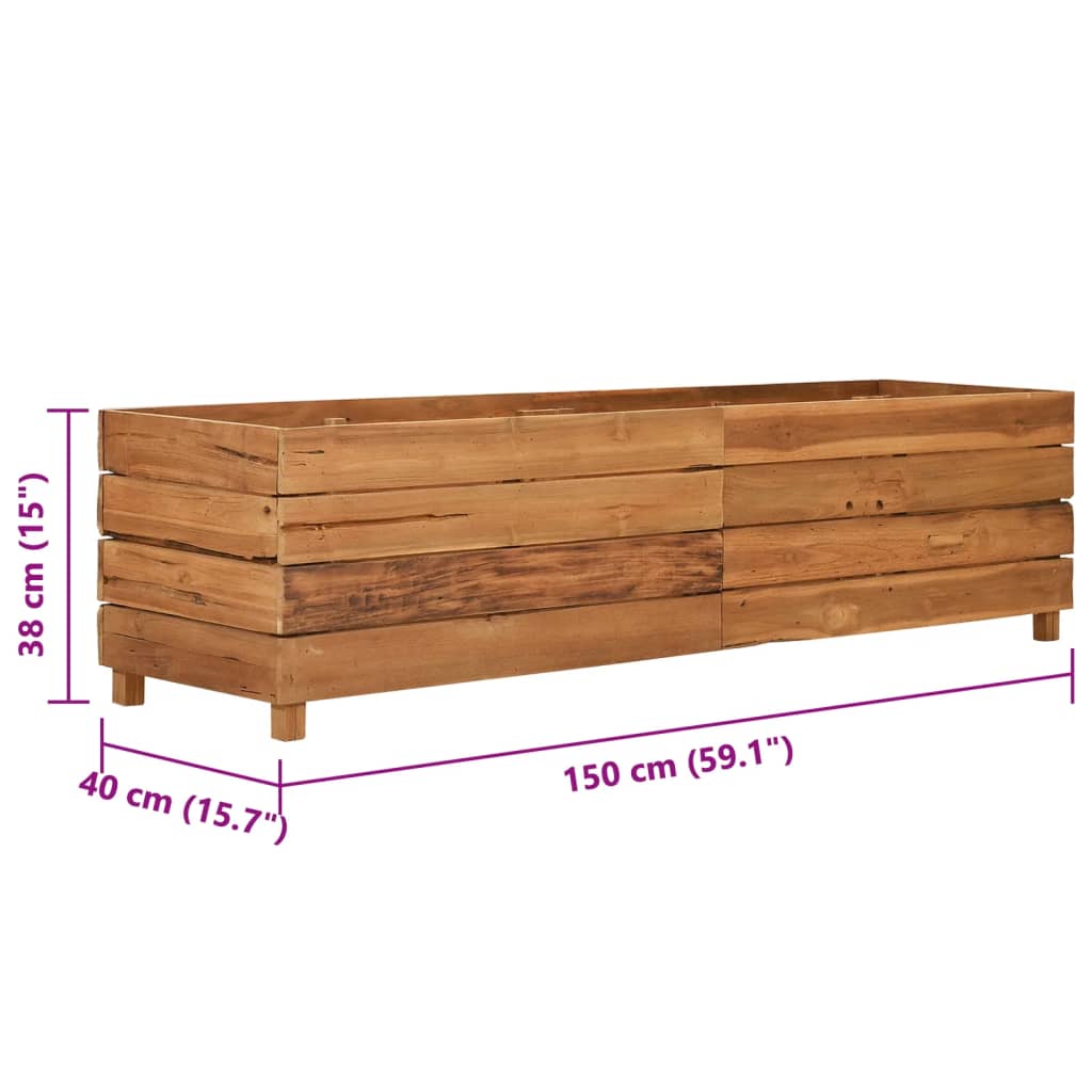 Raised Garden Bed 150 x 40 x 38 cm Reclaimed Teak Wood and Steel