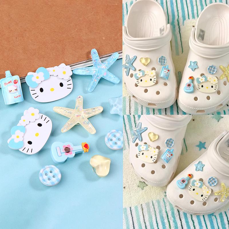 

10Pcs/Set Hellokitty Shoes Charms Cartoon Removable Shoe Buckle Shoe Decoration Summer Beach Slippers Decor Accssories