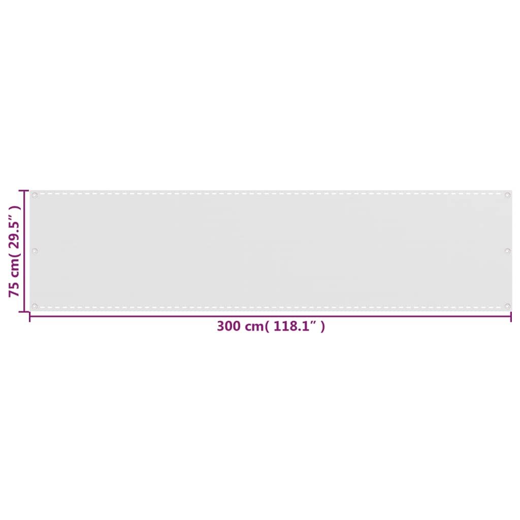 VidaXL Écran de balcon Blanc 75x300 cm PEHD