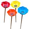 4 Pack Bee Watering Station Decorative Bowl Metal Bee Butterfly Feeder Flower Colorful Lawn Stake for Outdoor Garden Yard Decor