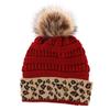 New Rolled Up Thickened Warm Knitted Cap  Winter Woolen Cap  Leopard Print Fashionable Pile Cap