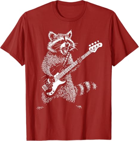 Vintage Raccoon Rock Music Playing Guitar Unisex Women TShirt Y2k Music Rap Graphic Outfit Novelty Gift Short Sleeve Saying Tee S