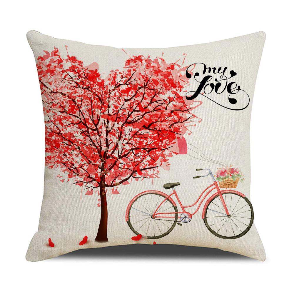 Valentine's Day Pillow Nordic Red Car Rose Love Print Cushion Linen Cushion Home Products