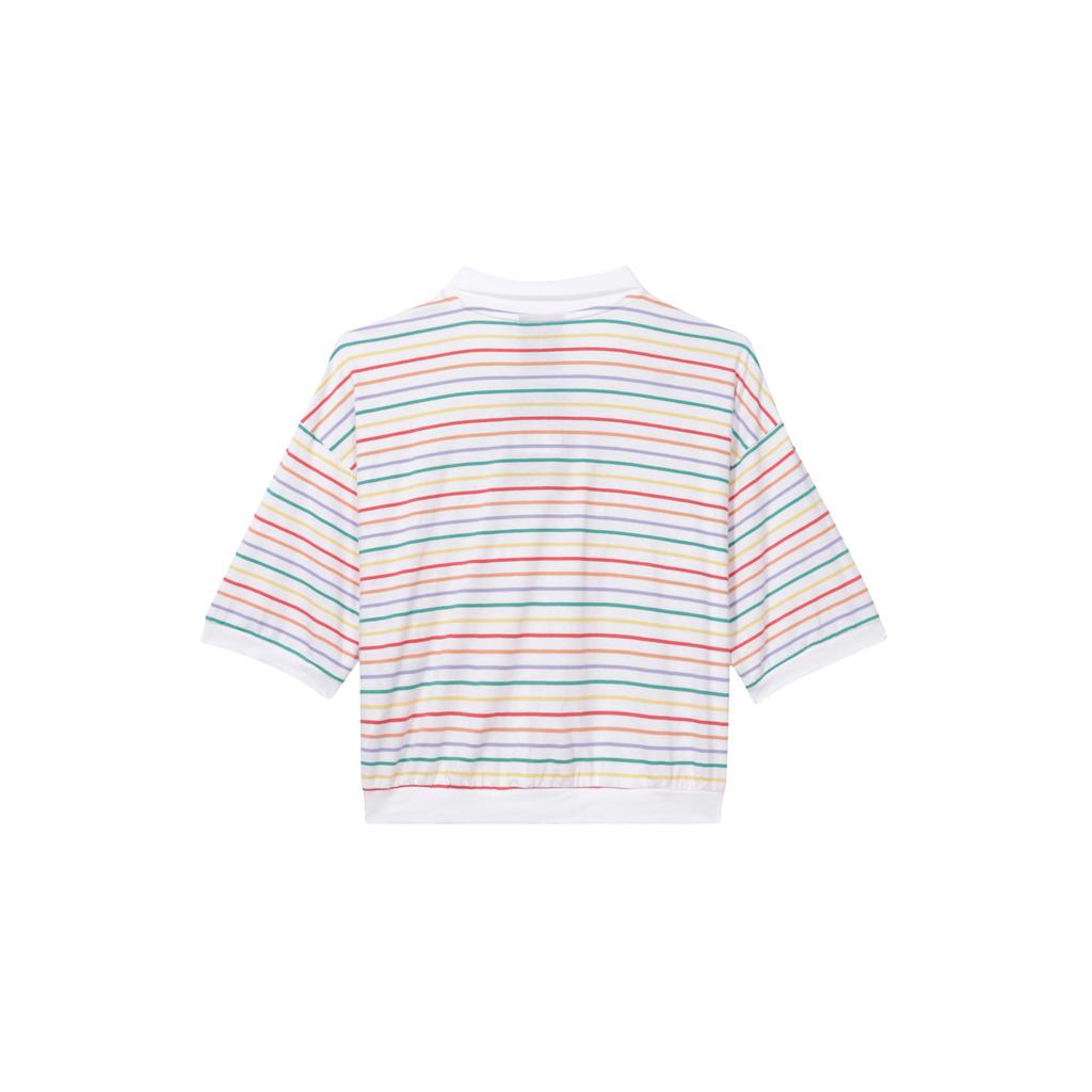 Nike Sportswear Striped Color Block Polo Shirt Women Tops White CJ2517-100