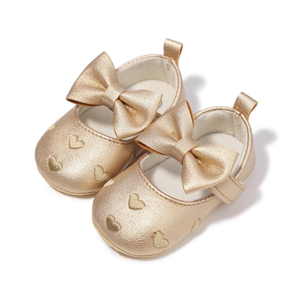 New Baby Girl Shoes Infant Toddler Princess Dress PU Non-slip Flat Soft-sole Cute Bow-knot First Walkers Newborn