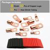 60/100/220pcs Copper Terminal Connectors, AWG 4 6 8 10 12 Ring Lug Kit With Shrink Tubing 50 Battery Cable Lugs With Shrink
