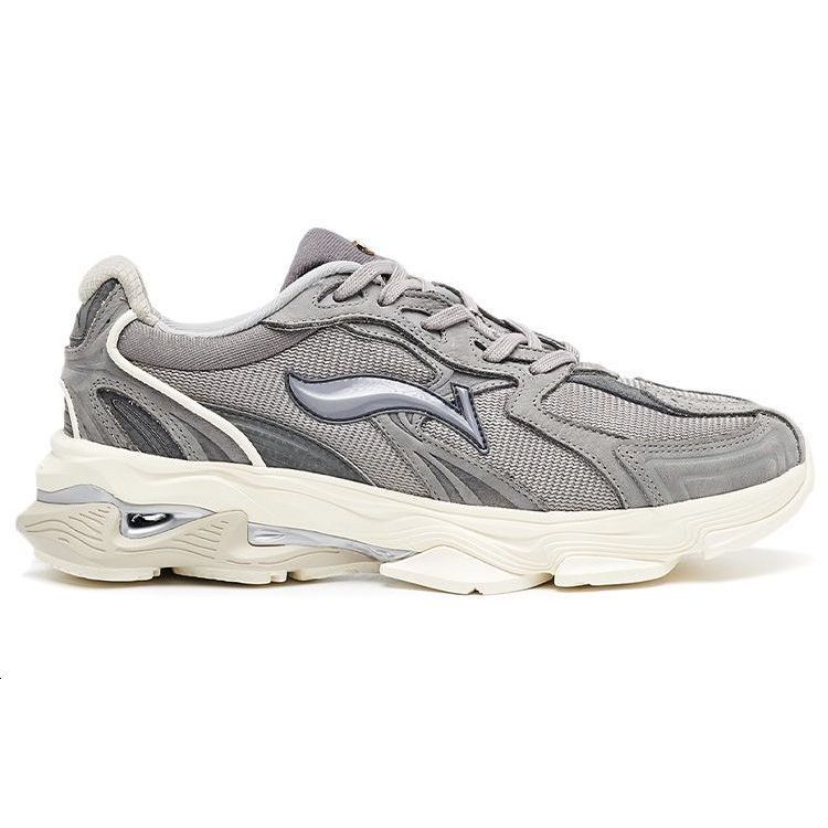 Li-Ning 1990 Suede Casual Retro Shock Absorbing Non-Slip Wear-Resistant Low-Top Running Shoes Men sneaker Fog-Gray ALFR119-2