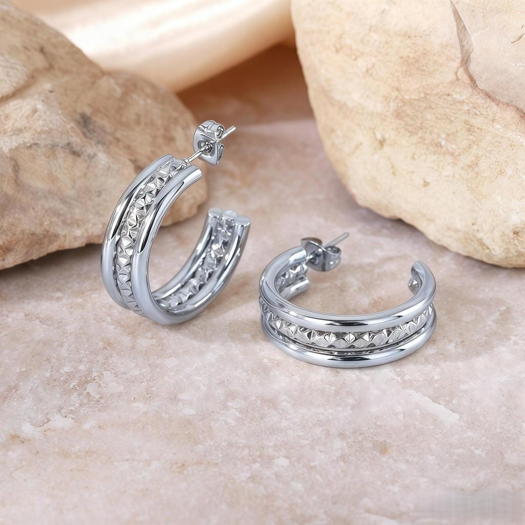 2025 Titanium Steel Twisted Braid Earrings - Light Luxury, New Style