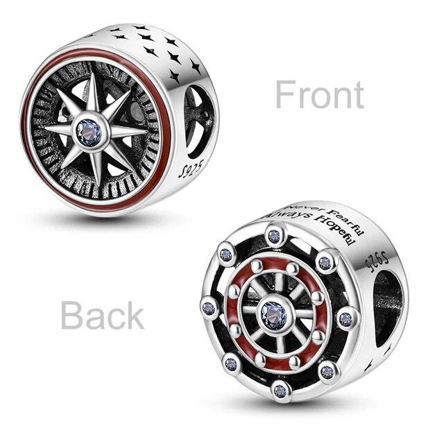 Följ Hjärta Kompass Dinglar Berlocker Pärlor Hänge 925 Silver Fit Armband Armband Diy För smyckestillverkning