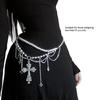 2000s Gothic Waist Belt Multi Layered Chain Pearls Chain Crosses Design For Edgy Outfits
