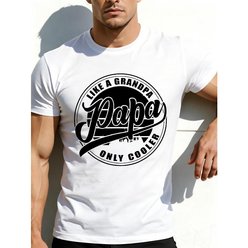 European Size Men'S Graphic T-Shirt - Breathable Soft Lightweight - Like A Grandpa Papa solely Cooler - Retro Funny Graphic Casual Short Sleeve Top