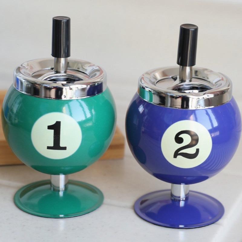 Hot Selling Creative Metal Ashtray Lidded Anti Smoke Ash Flying For Office Billiard Bar KTV Home Decor