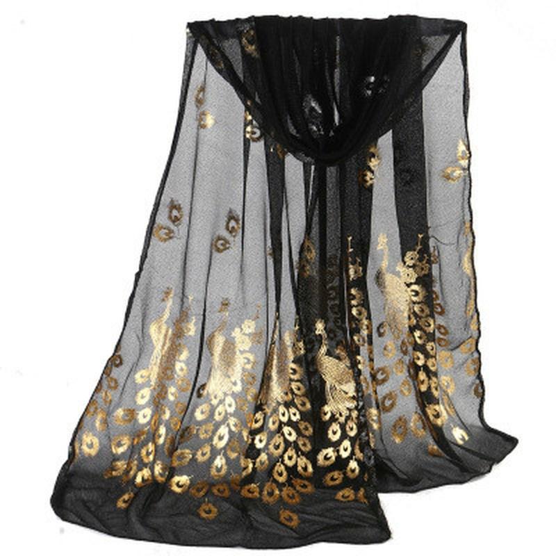 Female Scarf Women Lady Multi-color Peacock Flower Scarf Long Soft Wrap Shawl Stole Scarve