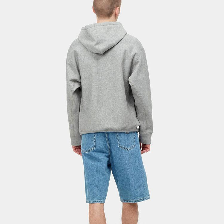 Carhartt WIP Solid Color Logo Embroidered Drawstring Hoodie Men Hoodies Gray I028279-V6-XX