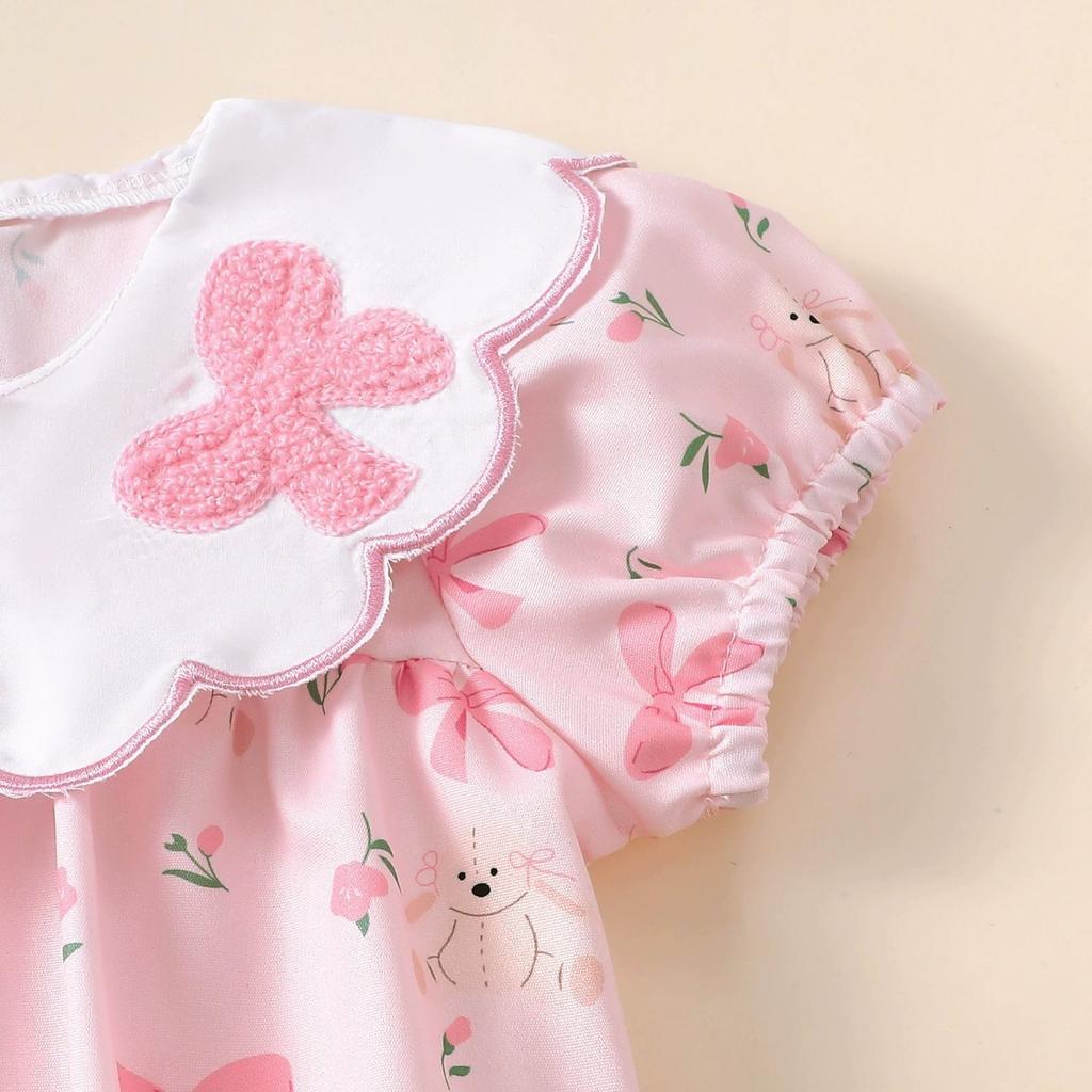 Unisex Infant Fashion Collar Romper For Baby Daily Wear