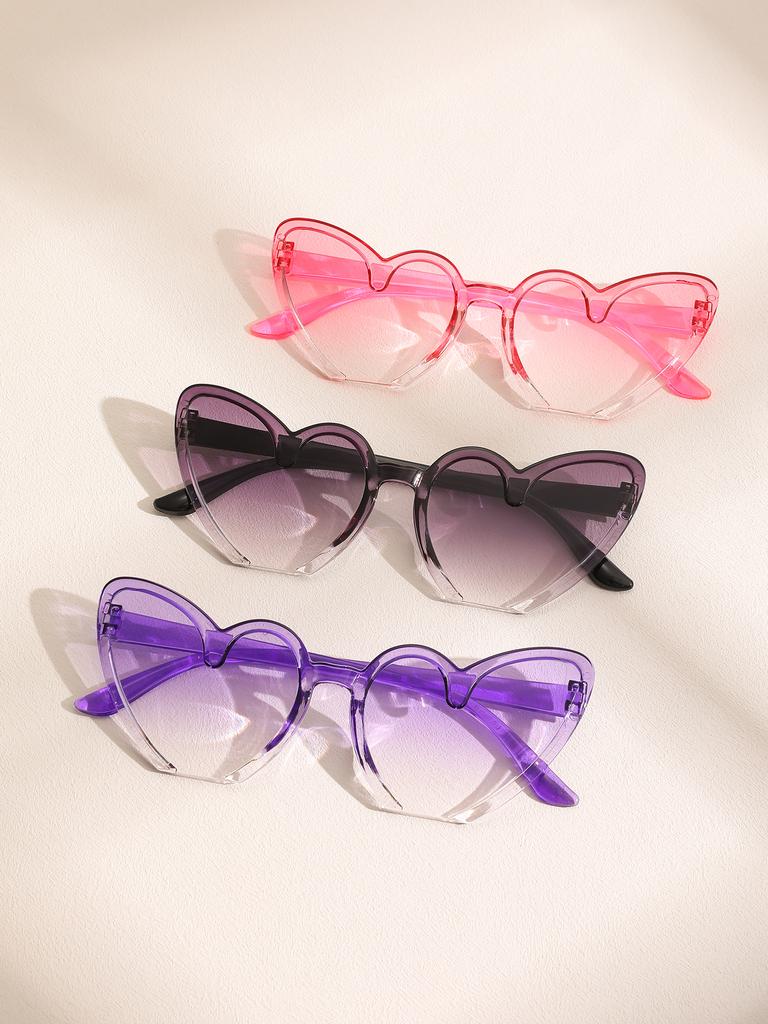 3PCS Dopaamine Heart Frame Fashion Glasses Suitable for Daily Wear Driving Photography Parties