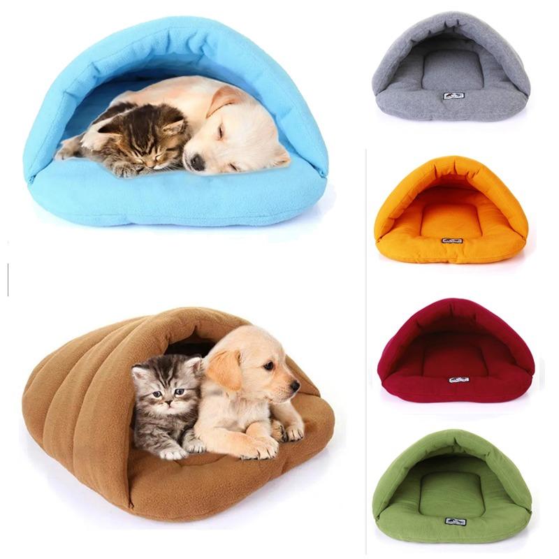 Pet Cat Dog Nest Bed Puppy Soft Warm Cave House Winter Sleeping Bag Mat Pad