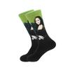 1 pair of European and American trendy socks with personalized street fashion oil painting series socks