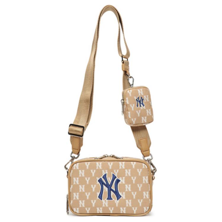 New MLB Monogram Collection Polyester Camera Bag Combo Bag Crossbody Bag Shoulder Bag Unisex Khaki 3ACRS022N-50BGD