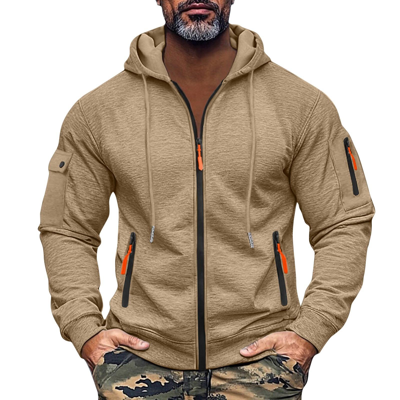 

Мужская толстовка с капюшоном на молнии, карманный кардиган, мужская спортивная повседневная толстовка большого размера L