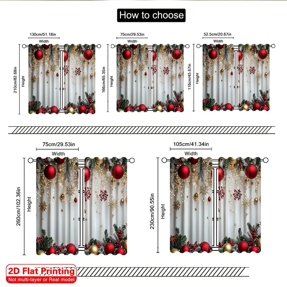 Set Of 2 Flat Printing Christmas Curtains Durable Polyester Fabric Without Electricity Spring Use Made