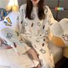 Pajamas Women Winter Flannel Korean Version of The Long-sleeved Thickened Plus Velvet Coral Fleece Cute Autumn and Winter Home Service Suit Women